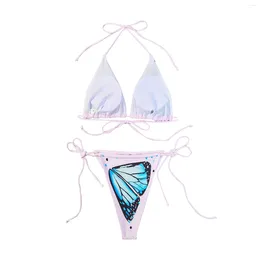 Women's Swimwear Bikini Two Piece Set Fashion Butterfly Print Triangle Soft Bag Sexy Comfortable Swimsuit With Breast Pads