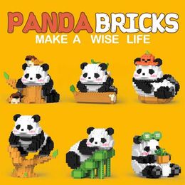 Other Toys Cute Chinese Panda Building Block Set DIY Education Assembly Toy Block Mini Animal Model MOC Childrens Christmas Gift S245163 S245163