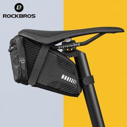 ROCKBROS Bicycle Saddle Bag 3D Shell Rainproof Reflective Shockproof Cycling Bike Tube Rear Tail Seatpost Bag Bike Accessories 240516