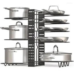 Kitchen Storage 8 Tiers Pot Rack Pans Pots Organizer Adjustab Methods Heavy Duty Metal Ids Holder For