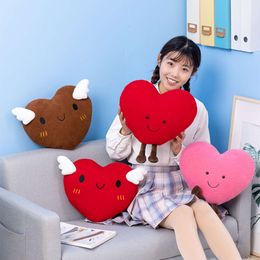 Red Love Plushie Stuffed Fly Wings Toy Plush Pink Heart Office Decor Cushion Girl Nap Sleep Pillow for Her Gift