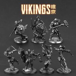 Action Toy Figures Bronze metal Viking warrior ancient soldier model handcrafted desktop game decoration Viking action character boy gift S2451536