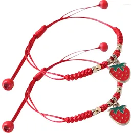 Charm Bracelets Strawberry Bracelet Fruits Wrist Rope Girls Woven Friends Adjustable Women Hand Chain