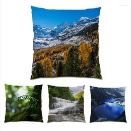 Pillow Home Decor Colourful Nature Landscape Covers 45x45 Polyester Linen Sofas Living Room Comfortable Velvet Pillowcase E0819