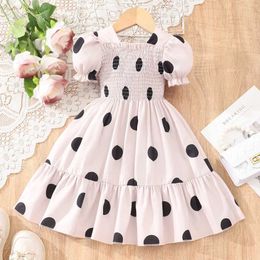 Girl's Dresses 2024 Dress Kids Girl Clothes Summer Puff Sleeve 3 4 5 6 7 8 Years Old Sweet Children Princess Dress Party Strap For Baby Girls