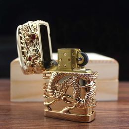 CHIEF Leader Kerosene Lighter 0984 Hollow Armour Dragon Weighted Pure Copper Personalised High End Gift