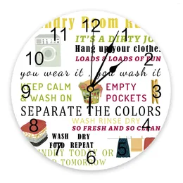 Wall Clocks Laundry Room Rules White Clock For Modern Home Decoration Teen Living Needle Hanging Watch Table