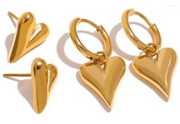 Dangle Earrings 2024 Stainless Steel Chic Heart Huggie Hoop Charm Gold Colour Tarnish Free Trendy Fashion Jewellery For Women Bijoux
