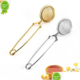 Tea Strainers New Infuser Stainless Steel Sphere Mesh Strainer Coffee Herb Spice Philtre Diffuser Handle Ball Match Bags Drop Delivery Dhtel