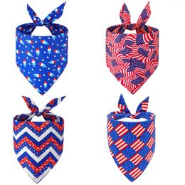 Dog Apparel Bandana Independence Day American Flag For Pets Puppy Scarf Triangle Bibs Kerchief Set Small Medium Large Dogs Bandanas