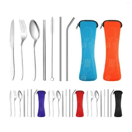 Dinnerware Sets Knife Fork Spoon Tableware Portable Travel Stainless Steel For Camping Ea To
