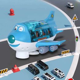 Diecast Model Cars Electric cartoon Airbus childrens toy aviation passenger jet plane with lighting music rotating plane childrens Christmas gift plastic model WX