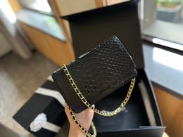 2024 new fashion design women's classic chain bag cowhide material senior python original metal chain casual all-in-one crossbody bag