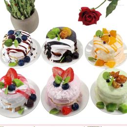 Decorative Flowers Simulation Cake Model Fruit Souffle Dessert Fake Bread Children's Toy Bakery Cupboard Display Birthday Party Furnishings