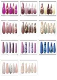 30pcs Shiny Ballet False Nails Tips Long Coffin Fake Fingernails Tip Acrylic Adhesive Gel Full Cover for Women Girls DIY Nail Art 6725063