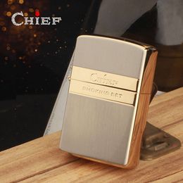 Cheef Leader Creative Gift for Men's Classic Pure Copper Windproof Grinding Wheel Kerosene Lighter