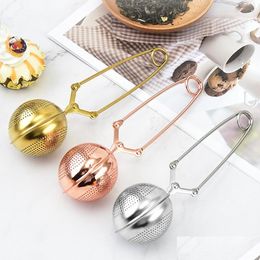 Tea Infusers Rose Gold Infuser With Handle Strainer Stainless Steel Ss304 Ball Steeper Loose Leaf Philtre Drop Delivery Home Garden Kit Ot3Ui