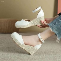 35-42 Color Size Round Solid Sandals Toe Wedge Heel Women's Shoes 2024 Comfortable High 851 d f099