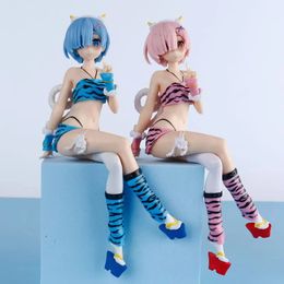 Anime Figure pajamas Leopard Bikini Sitting posture Girl PVC Action Collection Model 240516