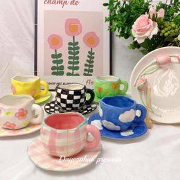 Mugs Beautiful Reusable Eco-Friendly Ceramic Traditional Coffee Mug Home Table Utensil Cup Saucer Set Cute Afternoon Tea