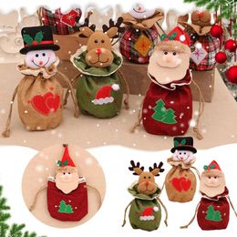 Storage Bags Christmas Kids Candy Cotton Santa Claus Snowman Xmas Gift Bag Drawstring Home Decor Apple Sweets Packaging #50g