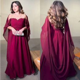 Grape Purple Mother of the Bride Dresses Crystal Ruched Chiffon A Line Prom Gown for Plus Size With Cape Wedding Guest Dress 0516