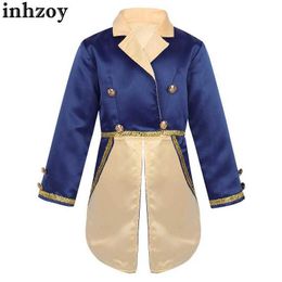 Cosplay Toddler Kids Boys Prince Cosplay Costume Long Sleeve Turn-Down Collar Tailcoat Halloween Carnival Wedding Party Tuxedo JacketL2405