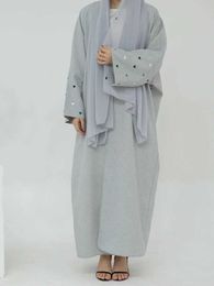 Ethnic Clothing Love Heart Embroidery Muslim Abaya with Scarf Women Eid Dress Morocco Ramadan Lace-up Kaftan Islam Cardigan Dubai Arab Long Robe T240515