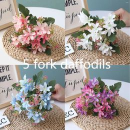 Decorative Flowers Silk Flower Artificial Lily European Multicolor Fake Bridal Bouquet Wedding Home Party Decoration