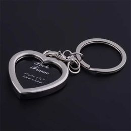 Keychains Lanyards Fashion DIY Photo Frame Key Ring Chain Women Heart Keychain On Bag CarTrinket Couple Jewelry Valentine Day Party Gift Souvenir Y240510