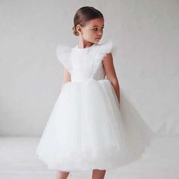 Girl's Dresses Elegant Girl Fluffy Dress Flower Baby Wedding Ceremony Costume Birthday Outfits White 1st Communion Tutu Gown Kids Gala Clothes