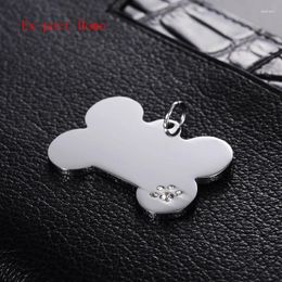 Dog Apparel 50pcs Diamond Bone Shape Stainless Steel Pet Cat ID Card Tags Personalized Name Adress Phone Accessories