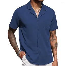 Men's Casual Shirts Retro Short Sleeved Button Up Collar Shirt Spring/summer Clothing Fashionable And Versatile