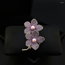 Brooches 1933 Exquisite Copper Wire Fabric Embroidery Flower Brooch Women High-End Fashion Corsage Neckline Pin Accessories Jewellery Gifts