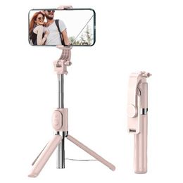 Selfie Monopods Wireless selfie stick with remote control mini folding phone holder portable and extendable tripod phone filling light tripodB240515