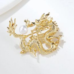 Brooches Luxury Design Retro Enamel Dragon Brooch Men's Suit High-end And Feeling Coat Pin Sweater Accessories