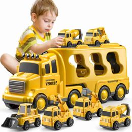 Diecast Model Cars Dietcast Carrier Truck Toys Automotive Engineering Vehicles Excavators Bulldozers Truck Model Kits Early Childhood Education Toys WX