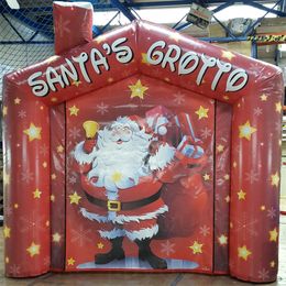 11.5x10x10ft Customized Printing inflatable santa's Grotto christmas Santa Cottage House Tent Shelter Cabinet Cabin balloon for Xmas Festival Decoration