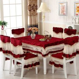 Disposable Table Covers High end Chinese style thick square tablecloth new anti slip seat cushion cover household coffee tablecloth chair cushion B240516