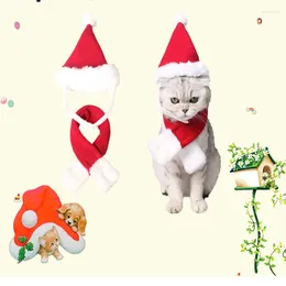 Dog Apparel 2Pcs/Set Fashion Lovely Pet Cat Santa Hat Scarf Christmas Xmas Red Holiday Costume Accessories Cats Dogs Gift