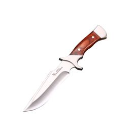 Promotion A2566 High Quality Survival Straight Knife 8Cr13Mov Satin Drop Point Blade Full Tang Wood Handle Outdoor Fixed Blade Hunting Knives With Leather Sheath
