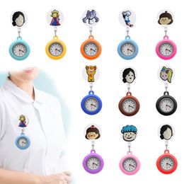 Childrens Watches Character Clip Pocket On Lapel Fob Watch Alligator Medical Hang Clock Gift Womens Nurse Analogue Quartz Hanging For Otabx