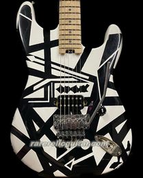 Rare Eddie Edward Van Halen White Black Stripe Series Rude Conversation Electric Guitar Floyd Rose Tremolo Bridge Whammy Bar