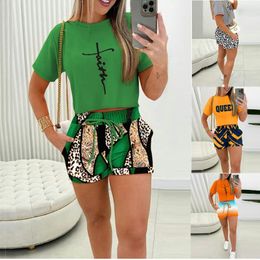 NEW Designer Tracksuits Summer Outfits Women Plus size 3XL Two Piece Sets Short Sleeve T-Shirt and Shorts Casual Sportswear Faith Sweatsuits Wholesale Clothes 11054