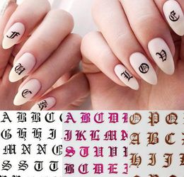 1pc Gothic Letter 3D Nail Sticker Rose Gold Words Nail Slider Decals Adhesive Sticker Tips Manicure Art Decoration4343303