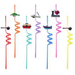 Drinking Sts Fishing Tools 2 Themed Crazy Cartoon Supplies For Birthday Party New Year Decorations Summer Reusable Plastic Kids St Dro Ot562