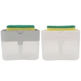Liquid Soap Dispenser Pump And Sponge Holder: 2Sets Detergent Countertop Dish Kitchen Sink Organiser For Scrubber
