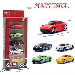 Diecast Model Cars 5Pcs 1 64 die cast alloy sports car toy simulation mini childrens toy car slider model set childrens multi style gifts WX