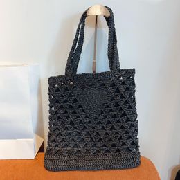 tote bag designer bag straw bag weave Shopper Beach large tote Luxury Shoulder Crochet Straw bag Women Summer handbag hobo straw tote black beach bag