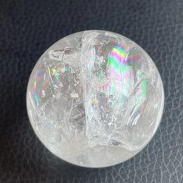 Decorative Figurines 146g Natural Stone Rainbow Sphere Clear Quartz Ball Polished Crystal Reiki Healing Gift Room Decor Y82